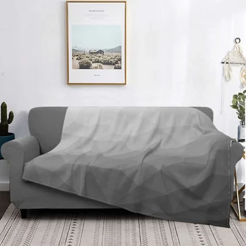 Цветное фланелевое одеяло с градиентом, всесезонное Серое покрывало с геометрическим сетчатым рисунком, покрывало для кровати, уличный коврик
