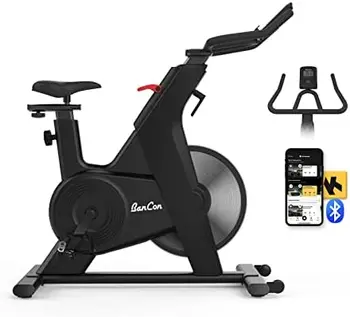 Велосипед, Велотренажер BANCON Bluetooth Емкостью 350 фунтов, сопротивление с тяжелым маховиком и ЖК-монитором Модернизированной версии (черный)