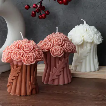 Прочная силиконовая форма для свечей в форме букета роз, силиконовая форма для букета цветов 