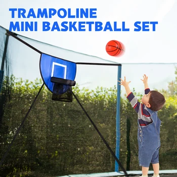 Мини-баскетбольное кольцо для батута Баскетбольная стойка с баскетбольным мячом и насосом Аксессуары для садового батута для детей Дети