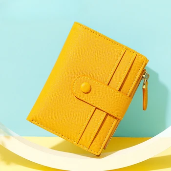 Ретро простые женские короткие в два раза японских бумажник молния студент многофункциональный складной кошелек для монет 