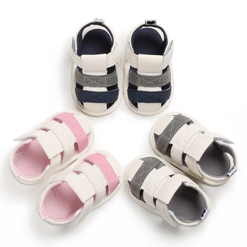 Сандалии для новорожденных мальчиков, Модные летние Детские Мягкие туфли для кроватки, Нескользящие сандалии для маленьких Девочек, Обувь