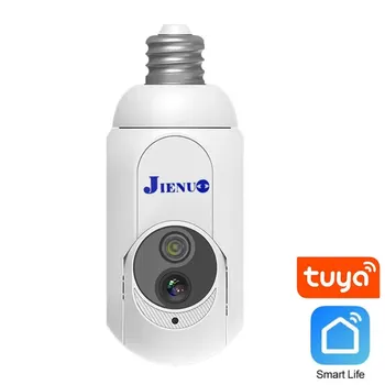 PTZ IP-камера Tuya E27, Wi-Fi Лампа, автоматическое отслеживание AI, Видеонаблюдение, полноцветное ночное видение, Беспроводная домашняя камера HD Smart Life