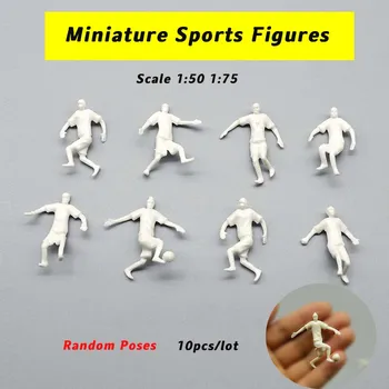 10шт. Изготовление модели своими руками 1: 50 1: 75 Миниатюрные фигурки футболистов, модели неокрашенных спортивных людей для диорамы
