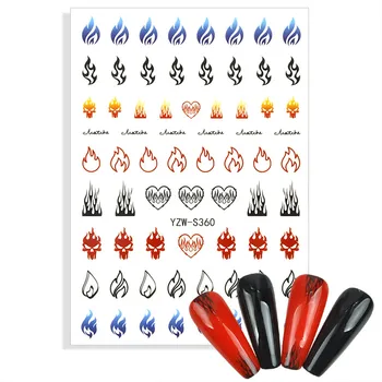 3D Голографические наклейки для ногтей Fire Flame Слайдер Наклейки для летнего Маникюра Украшения для ногтей своими руками Инструмент для декора