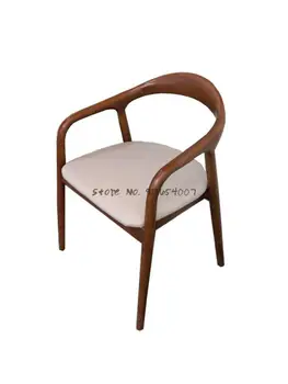 Скандинавский обеденный стул Дизайнерский стул Современное минималистичное кресло из массива Дерева Офисное Тканевое Кресло для конференций с деревянной спинкой для дома