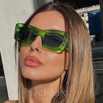 Новые квадратные солнцезащитные очки цвета Jelly Candy, Женские Роскошные брендовые Винтажные солнцезащитные очки с большим прямоугольником, Женская мода, Зеленые очки Oculo