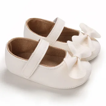 Модная нескользящая обувь на подошве для новорожденных, Резиновая обувь, прекрасный узел-бабочка, удобство для первых ходунков, Мягкая подошва для малышей