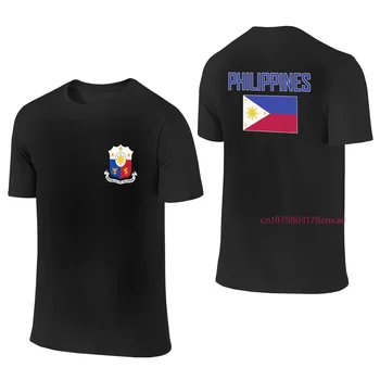 100% Хлопок Флаг Филиппин, карта, эмблема, футболка с двойным принтом, Мужская, женская, летняя Повседневная футболка в стиле харадзюку с коротким рукавом, S-6XL