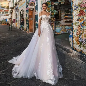 Vestido De Noiva С кружевными аппликациями; свадебное платье принцессы Богомианской; пляжное свадебное платье с V-образным вырезом и короткими рукавами; Vestidos De Novia