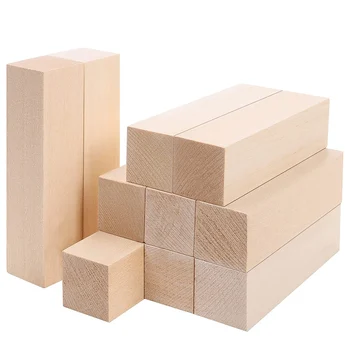 Большие деревянные блоки для резьбы (10 упаковок) 4 x 1 x 1 дюйм Незаконченный набор для поделок из липы, набор для хобби 