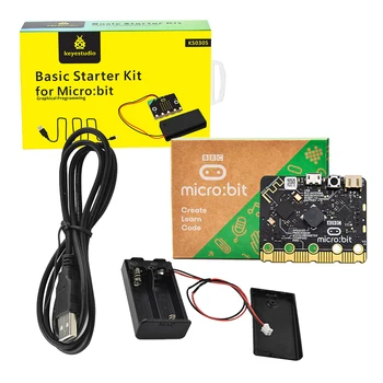 Keyestudio Micro bit V2 Начинающий (Базовый) Стартовый набор Diy Kit Электроника для micro bit (набор для программирования STEM Education для ребенка)