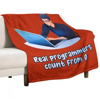 Новые настоящие программисты считают от 0, Набросьте одеяло, Мягкое плюшевое клетчатое одеяло, декоративное Набросьте одеяло на диван