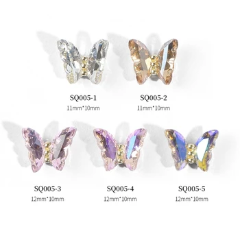 Стеклянная бабочка-подвески для ногтей, стразы для дизайна ногтей из 3D-сплава, бриллианты для ногтей, сверкающий ювелирный хрусталь для ногтей для женщин и девочек E1YD